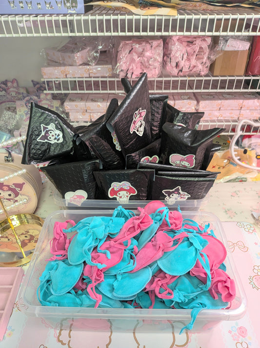 Pink & Blue Blind pouch Jewelry box